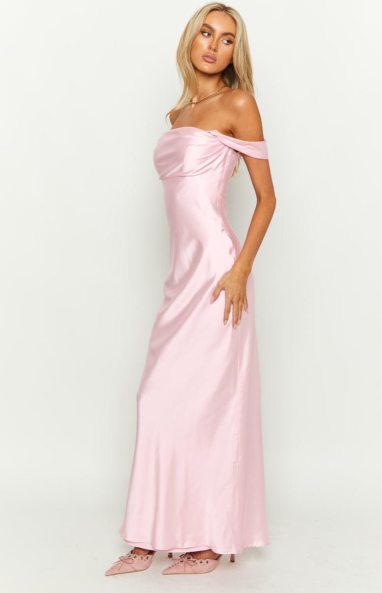 Ella Light Pink Off Shoulder Formal Maxi Dress Product Image