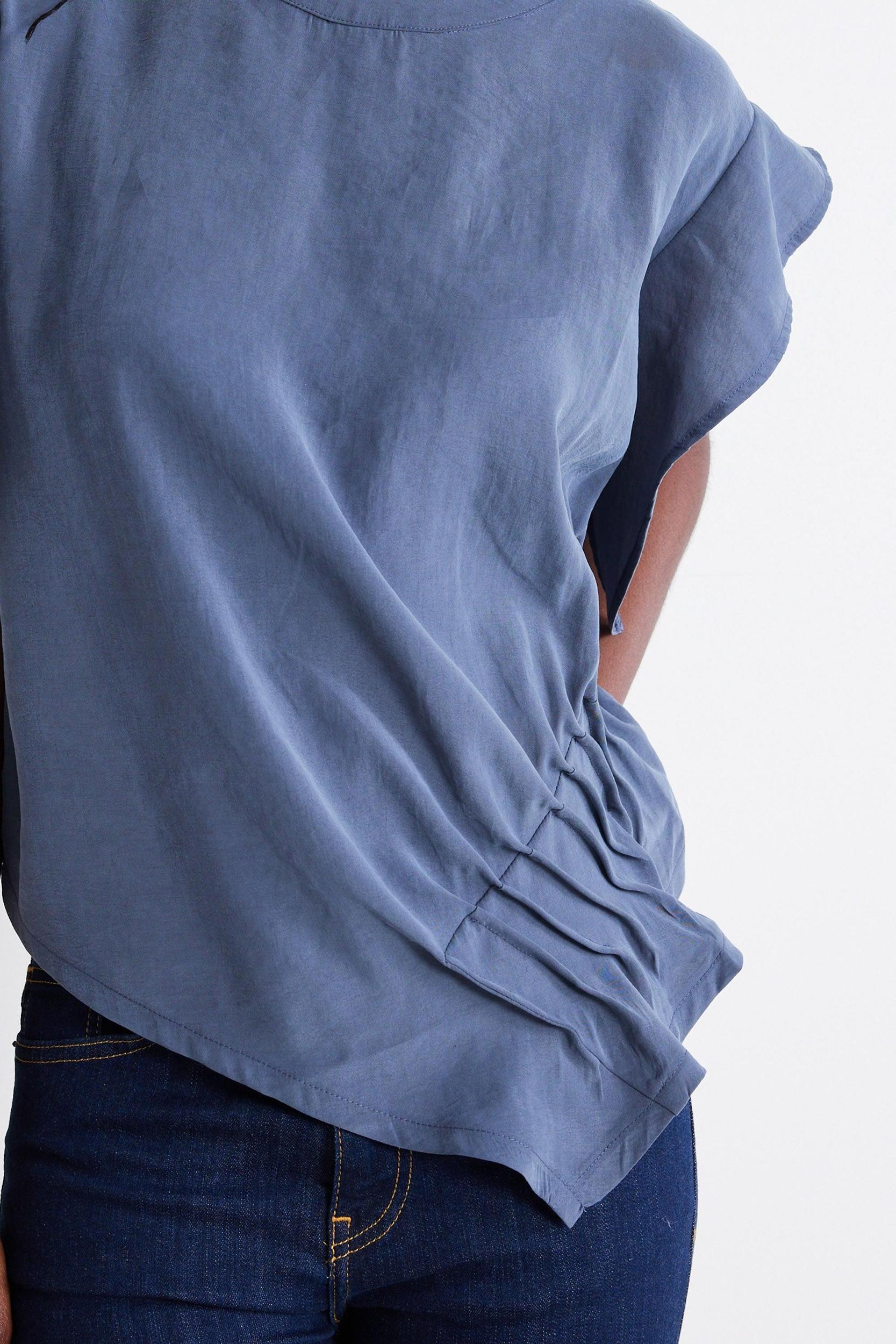 Light Poplin Asymmetric Pintuck Top Product Image