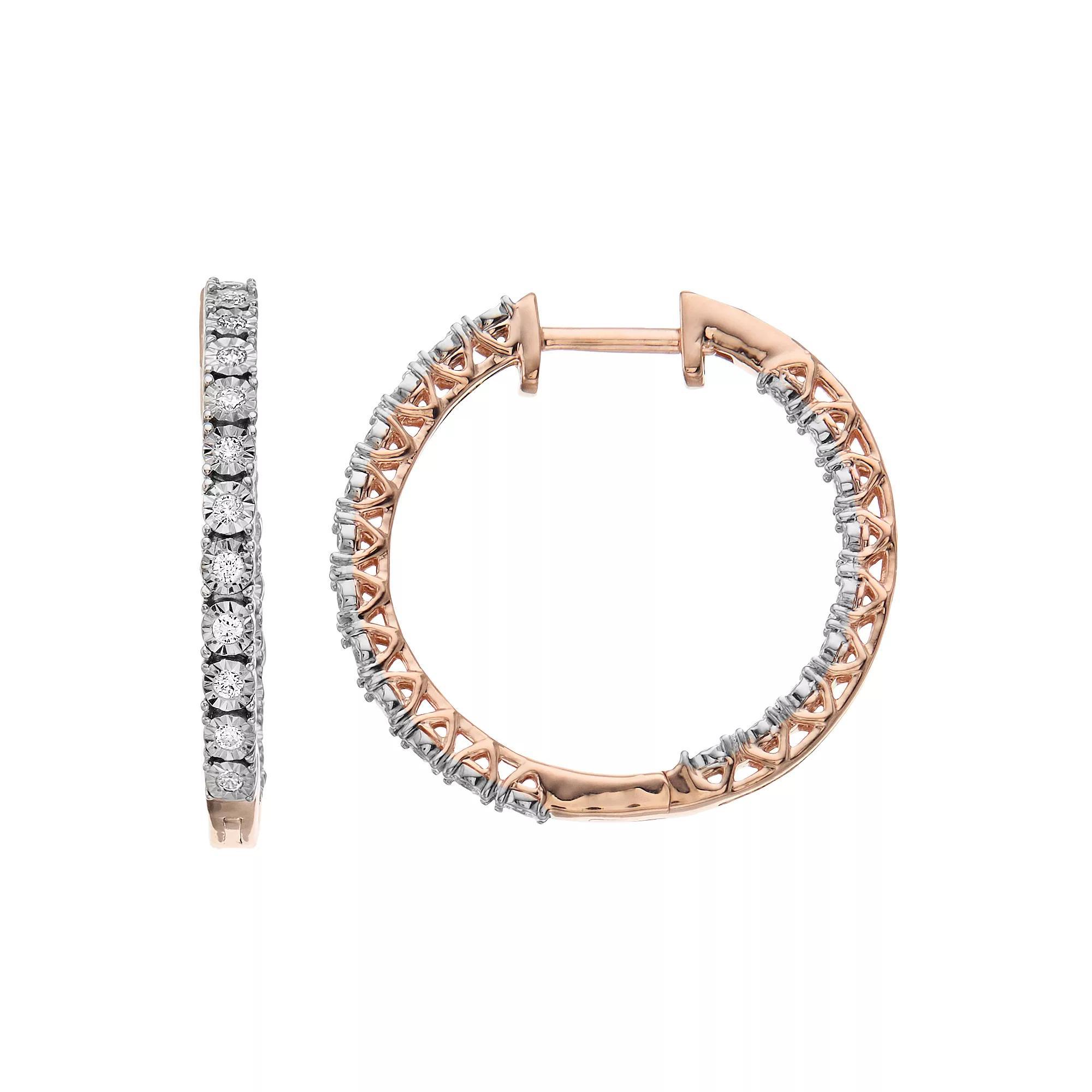Diamond Brilliance 1/2 Carat T.W. Diamond Hoop Earrings, Women's, Pink Tone Product Image