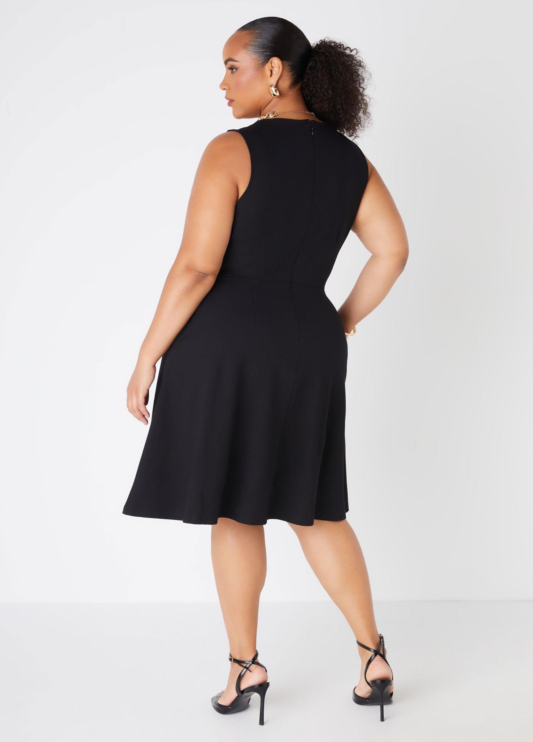 Faux Leather Paneled A Line Dress Product Image