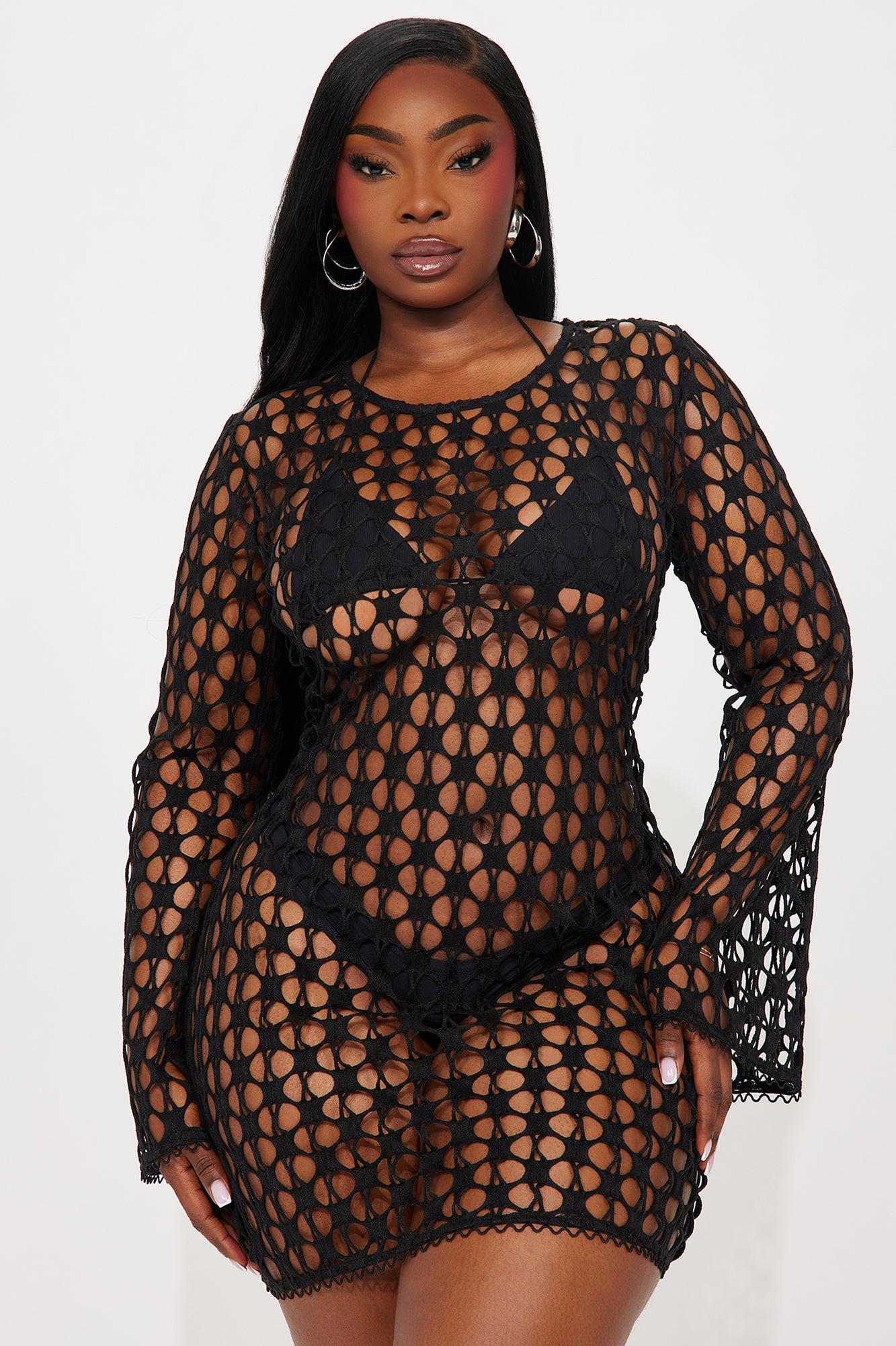 Summer Kiss Cover Up Mini Dress - Black Product Image