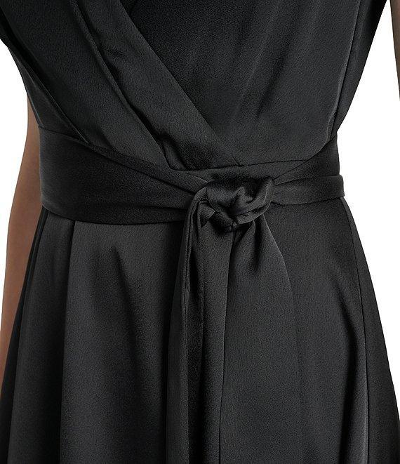 DKNY by Donna Karan Sleeveless High-Low Hem Midi Wrap Gown Product Image