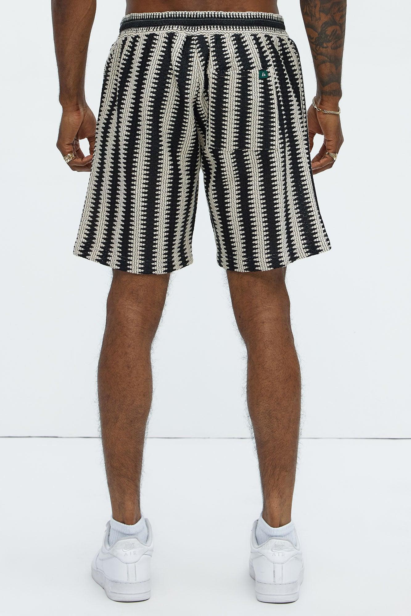 Summit Striped Relaxed Shorts - Black/combo Product Image