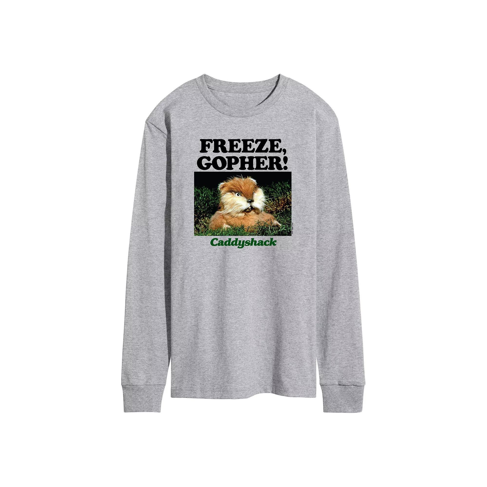 Mens Caddy Shack Freeze Gopher Long Sleeve Graphic Tee Grey Gray Product Image