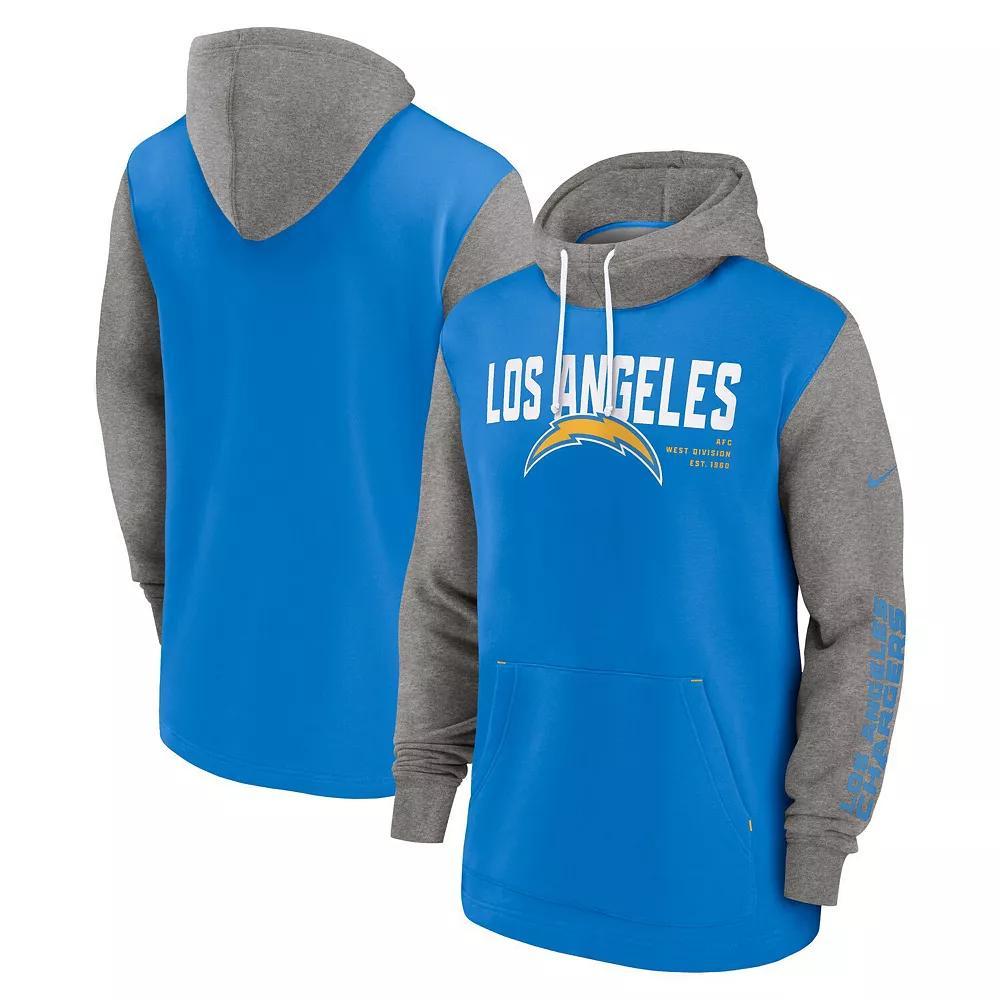 Men's Nike Powder Blue Los Angeles Chargers Fashion Color Block Pullover Hoodie, Size: 3XL, Light Product Image
