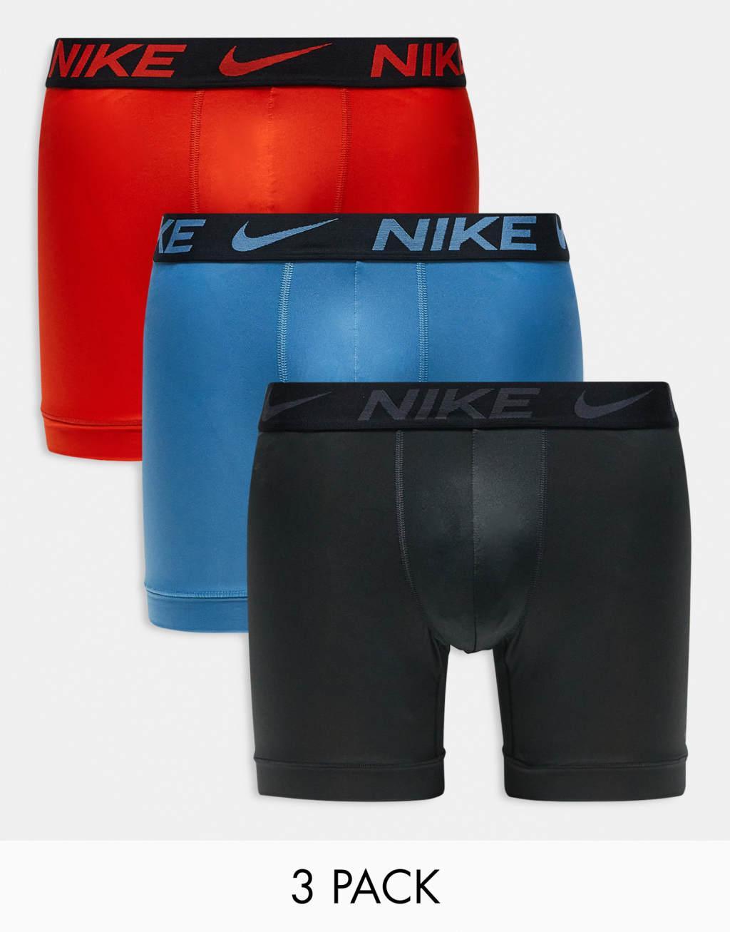 Nike Essential Microfiber 3 pack boxer brief in orange/blue/gray Product Image