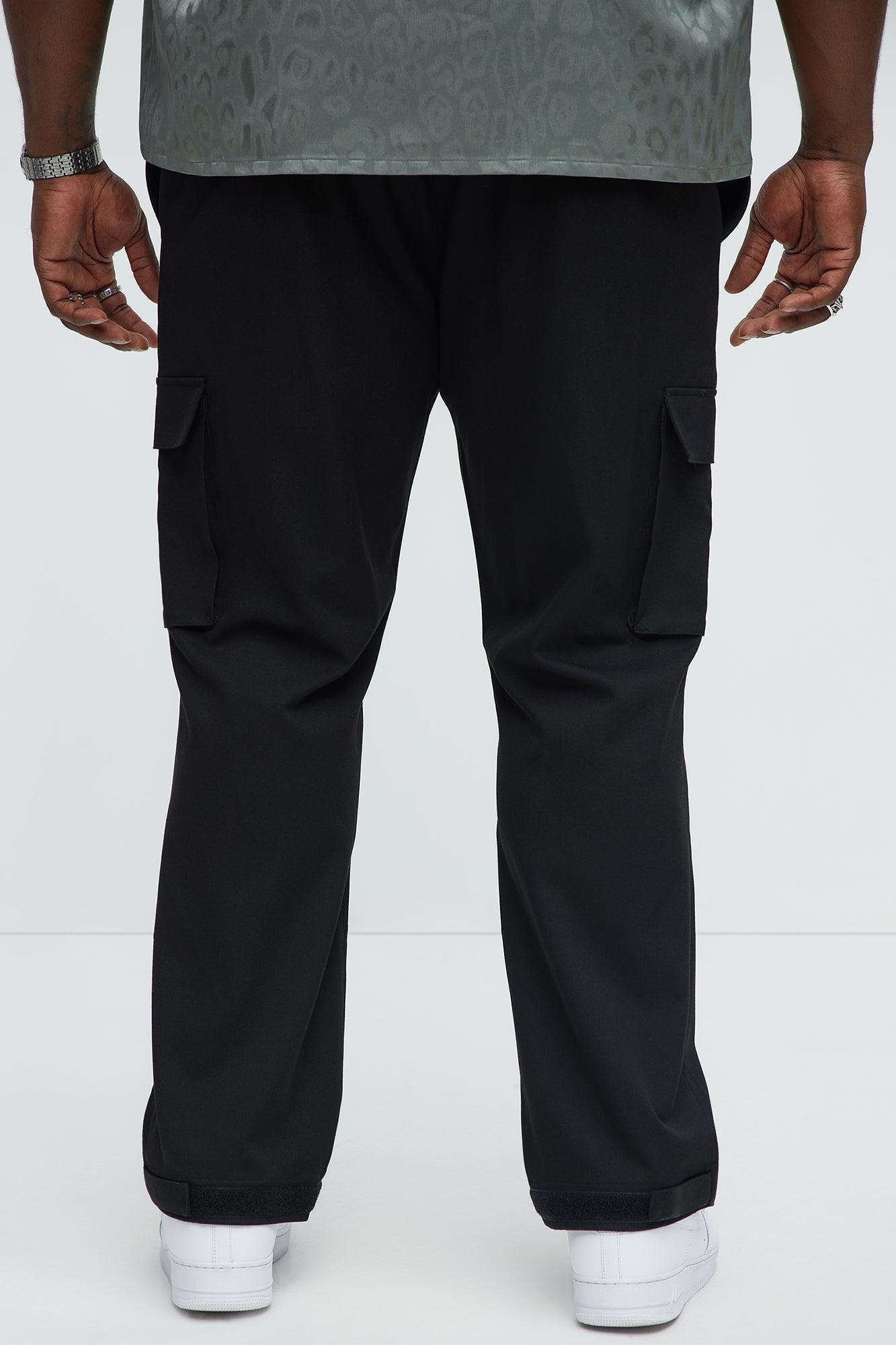 Gabardine Straight Tapered Cargo Pants - Black Product Image