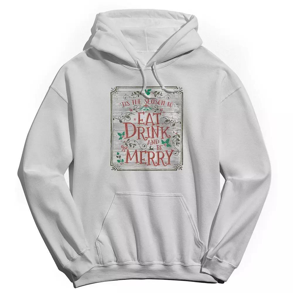 Men's Eat Drink Be Merry Hoodie, Women's, Size: Small, White Product Image
