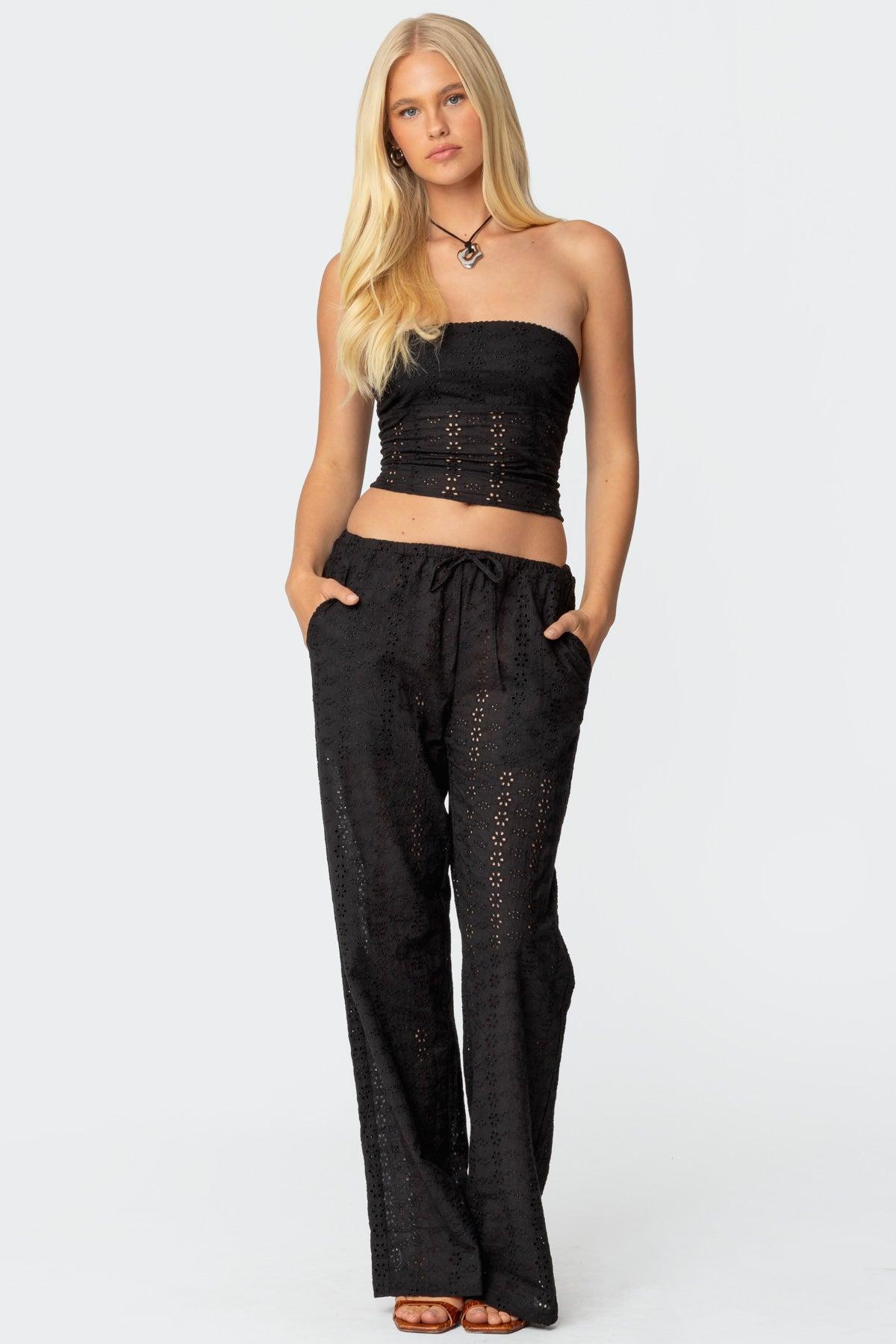 Lemon Lacey Cotton Pants Product Image