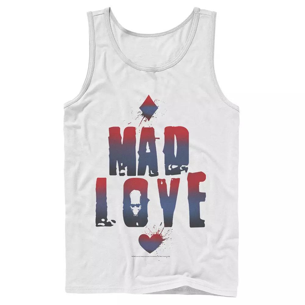 Mens DC Comics Batman Harley Quinn And Joker Mad Love Text Tank Top, Men's, Size: Large, White Product Image