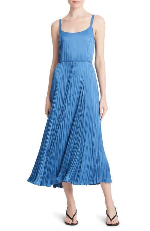 Womens Crushed Satin Pleated Tie-Waist Slip Midi-dress Product Image