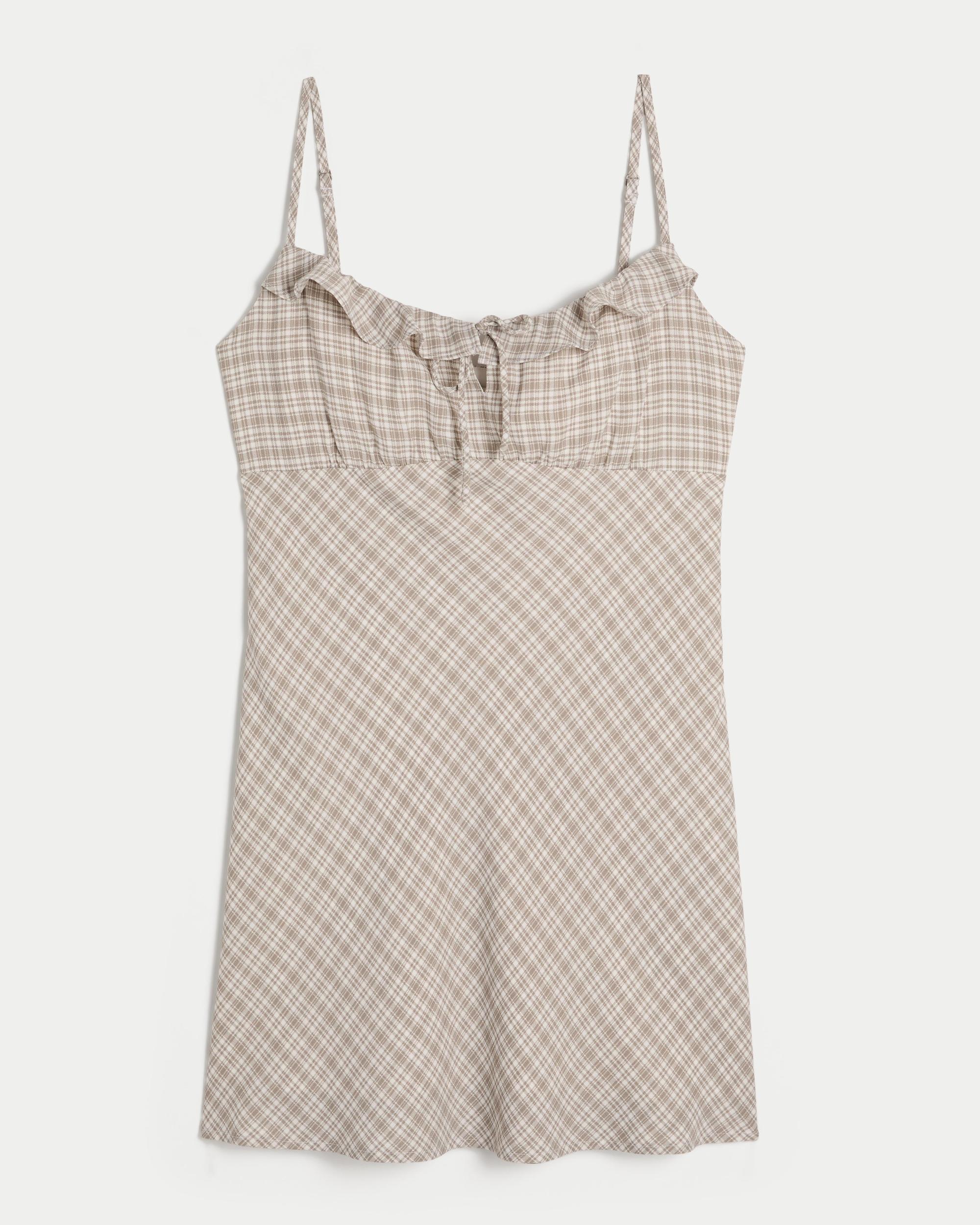 Ruffle Neckline Slip Mini Dress Product Image