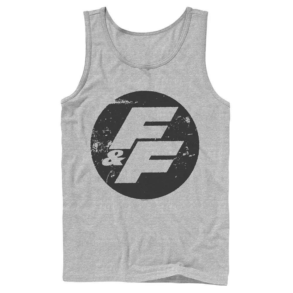 Mens Fast & Furious Distressed Circle Logo Tank Top, Boys Athletic Grey Product Image