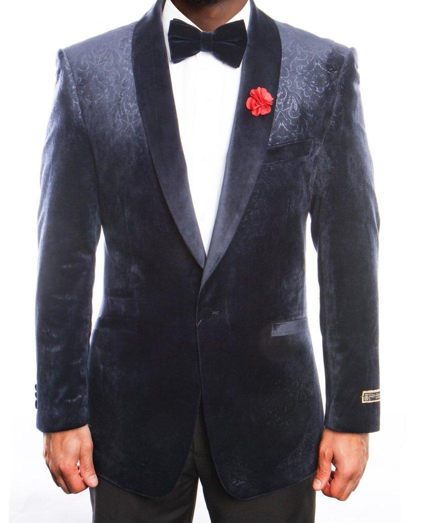 Empire Collection - Vintage Pattern Blazer Regular Fit Navy Product Image