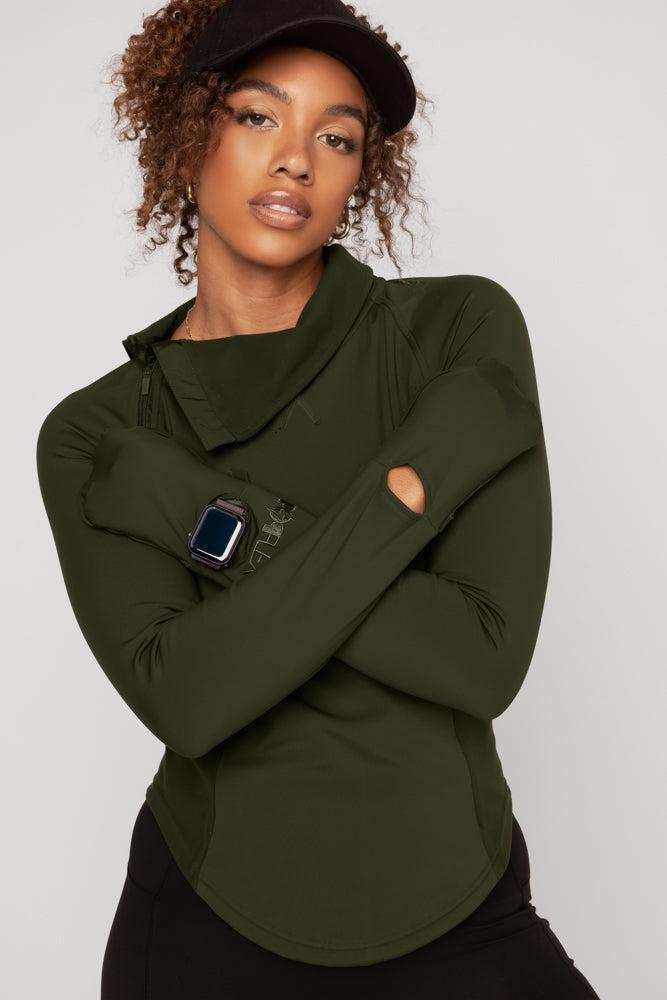 Chasing Pavements Mockneck Pullover - Grasshopper Product Image