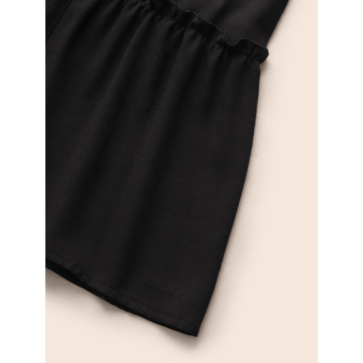 Plus Size Supersoft Essentials Notched Ruffle Layered Hem Sleeveless Dress Black Women Elegant Gathered V-neck Sleeveless Curvy Midi Dress BloomChic 12/L Product Image