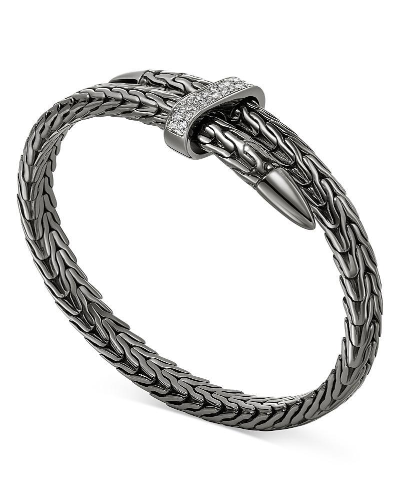 John Hardy Black Rhodium Plated Silver Classic Chain Diamond Pave Bypass Bracelet Product Image