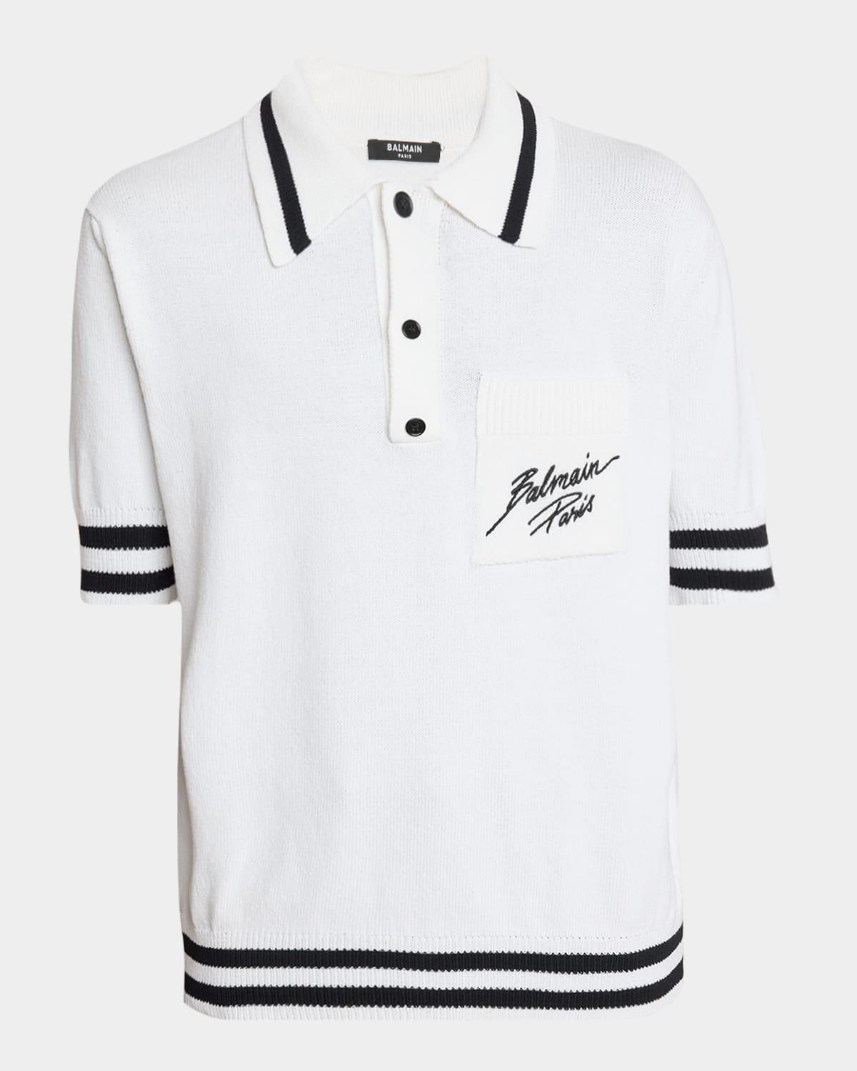 Mens Paris Logo Knit Polo Shirt Product Image