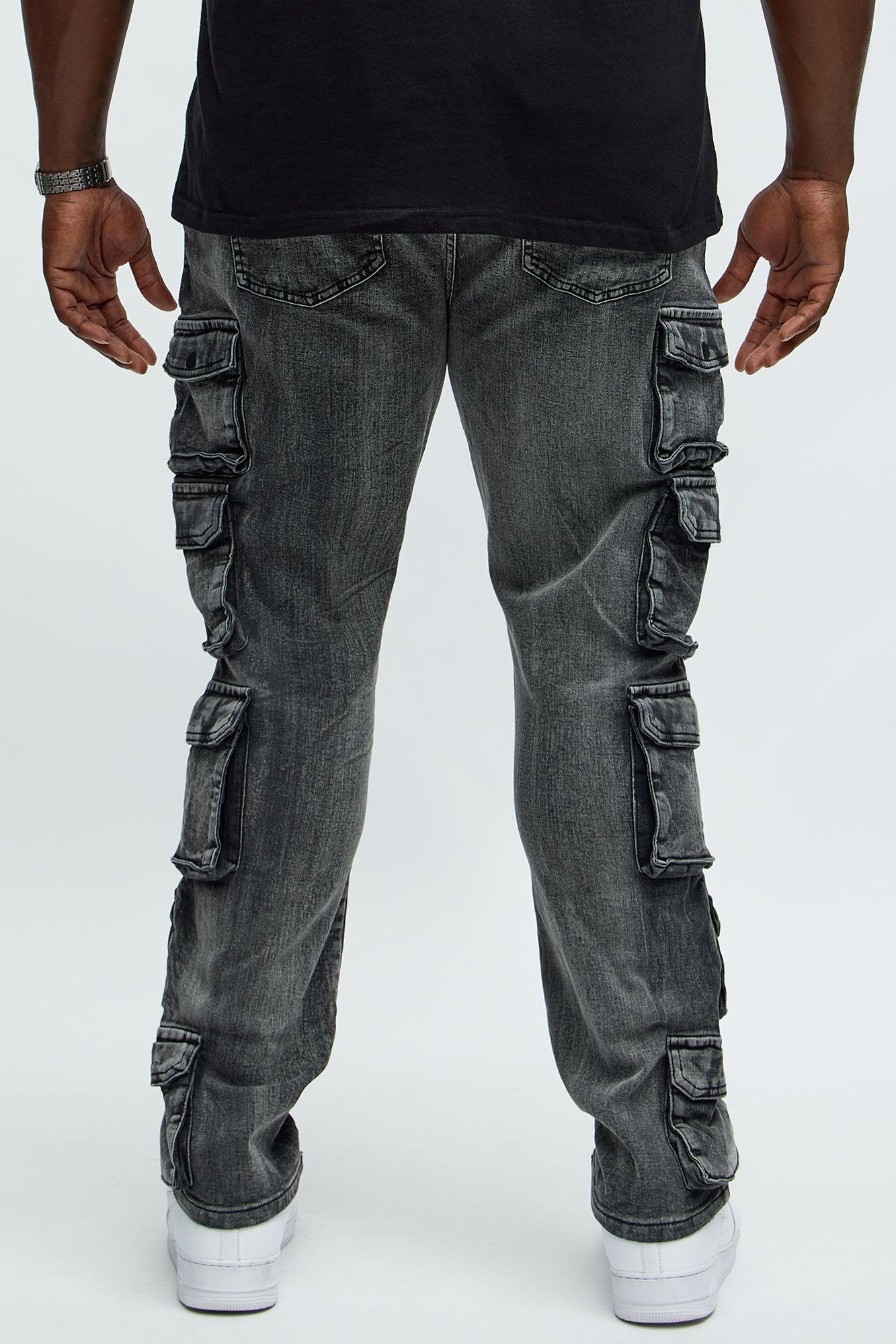 Utility Many Pockets Slim Jeans - Black Wash Product Image