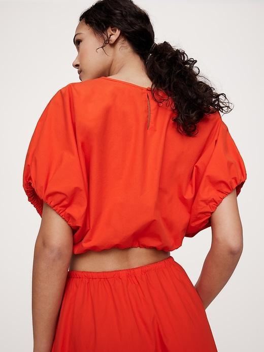Cotton Poplin Bubble-Hem Cropped Top Product Image