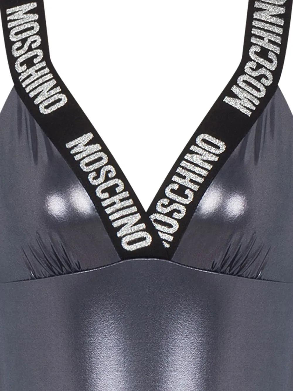 logo-tap laminated swimsuit Product Image