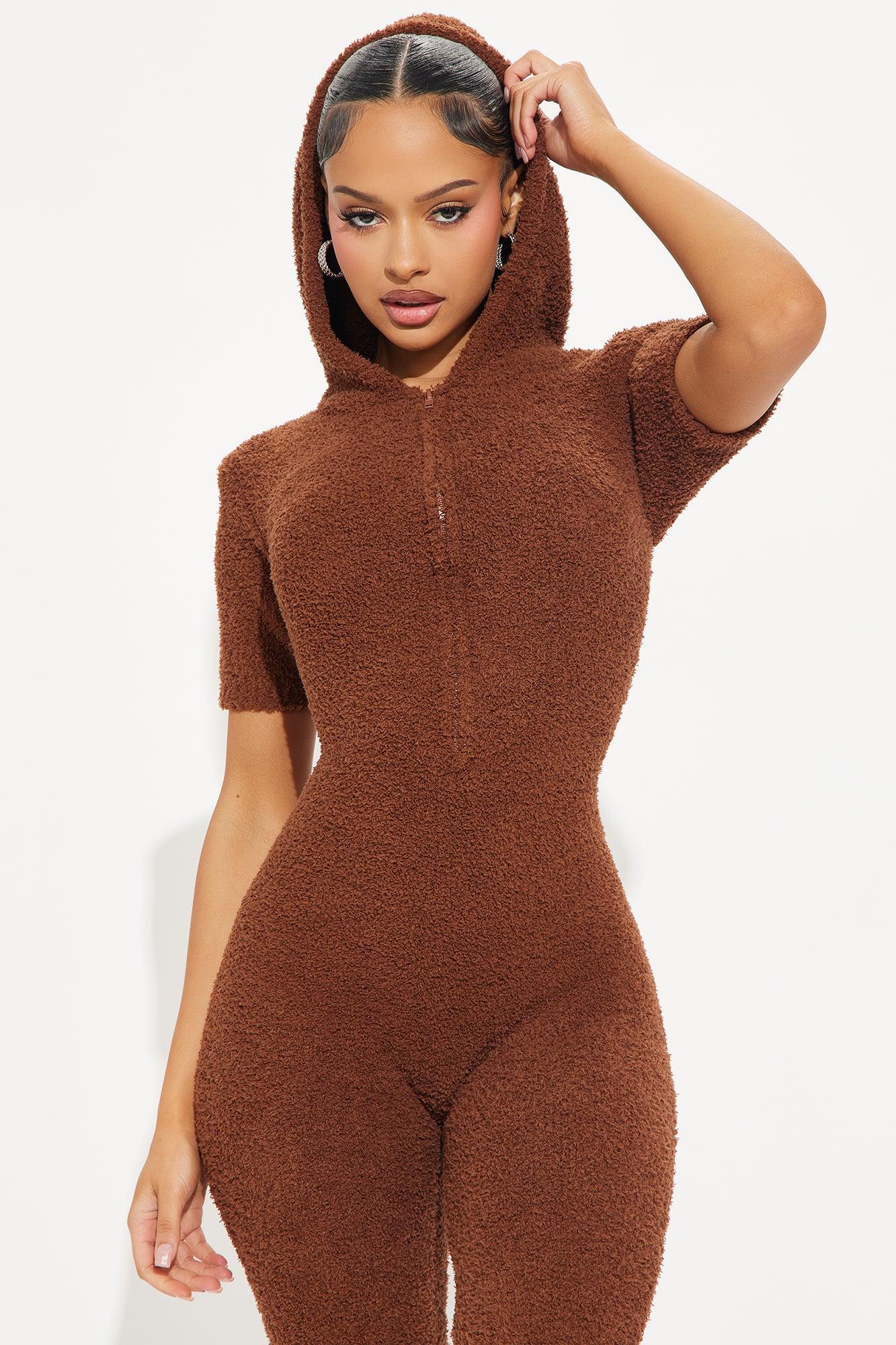 Cozy Era Short Sleeve Jumpsuit - Chocolate Product Image