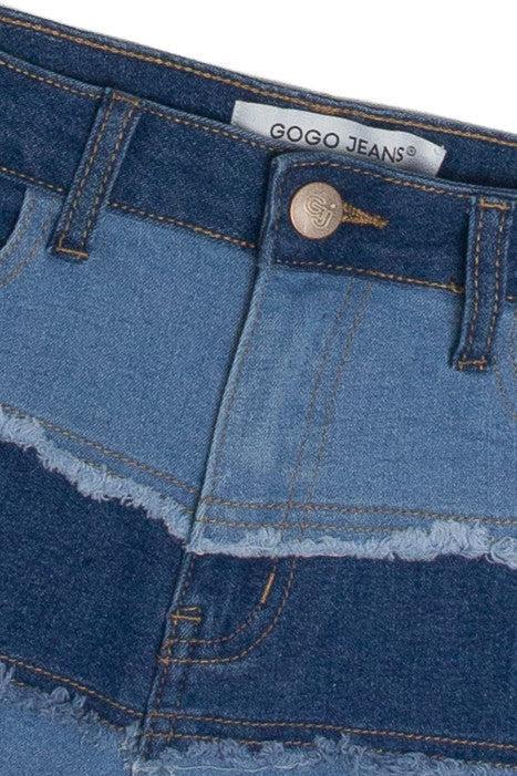 Denim Patchwork Shorts Product Image