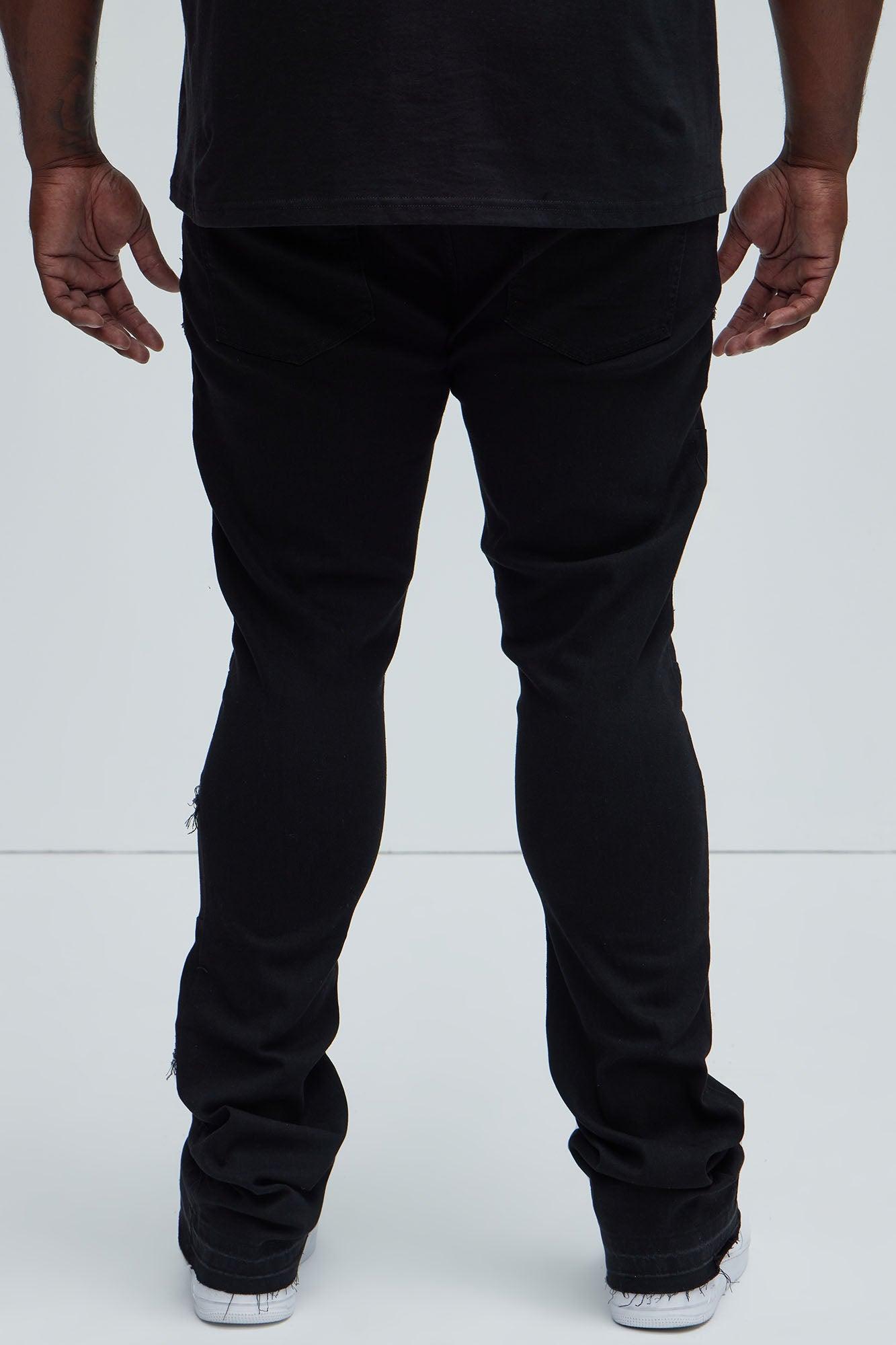 Go Out Frayed Stacked Skinny Flare Jeans - Black Product Image