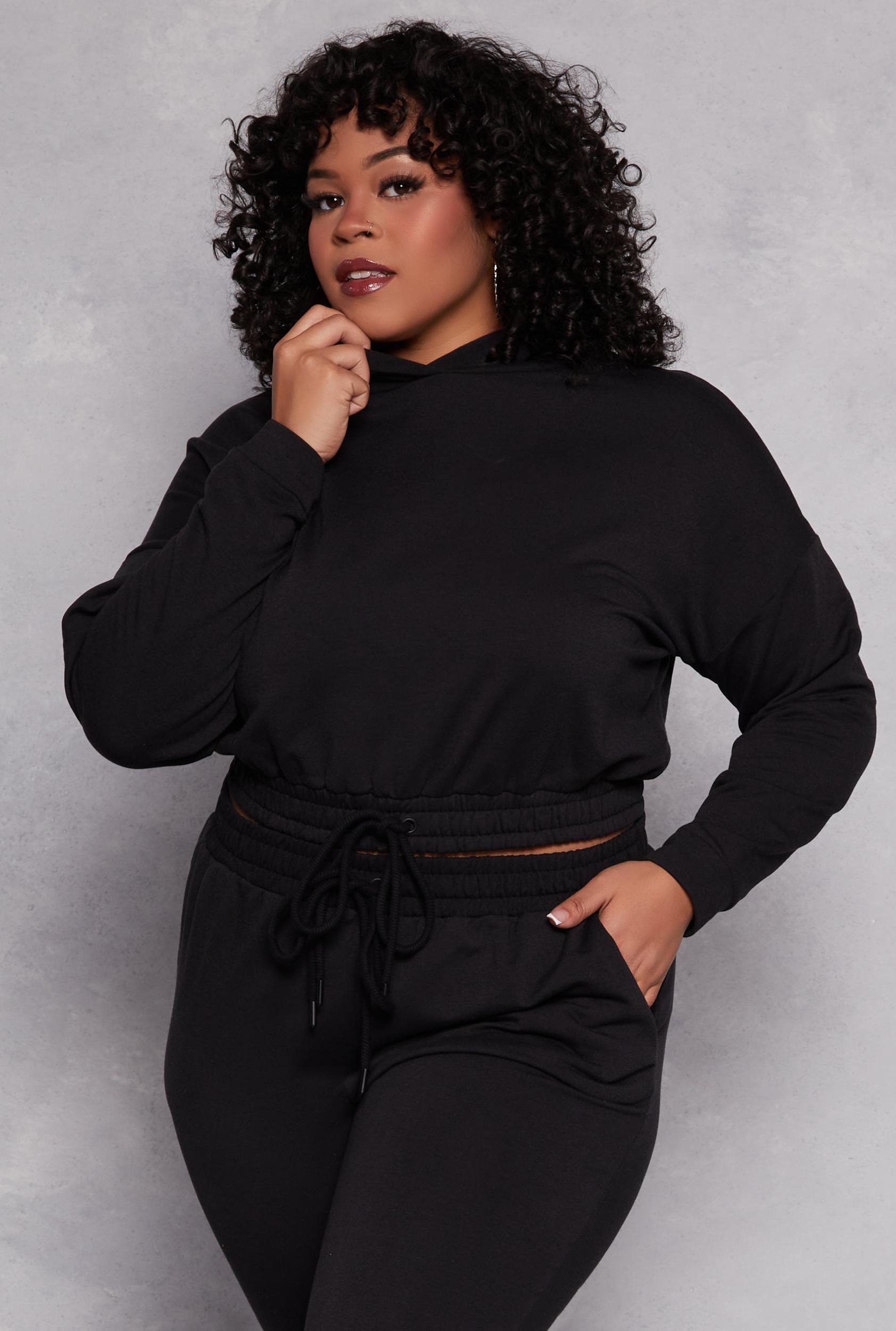 Womens Plus Size Iris Elastic Hem Hooded Sweatshirt Product Image