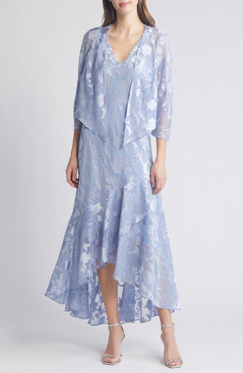 Alex Evenings Tea Length Chiffon Burnout Dress (Shell ) Women's Dress Product Image
