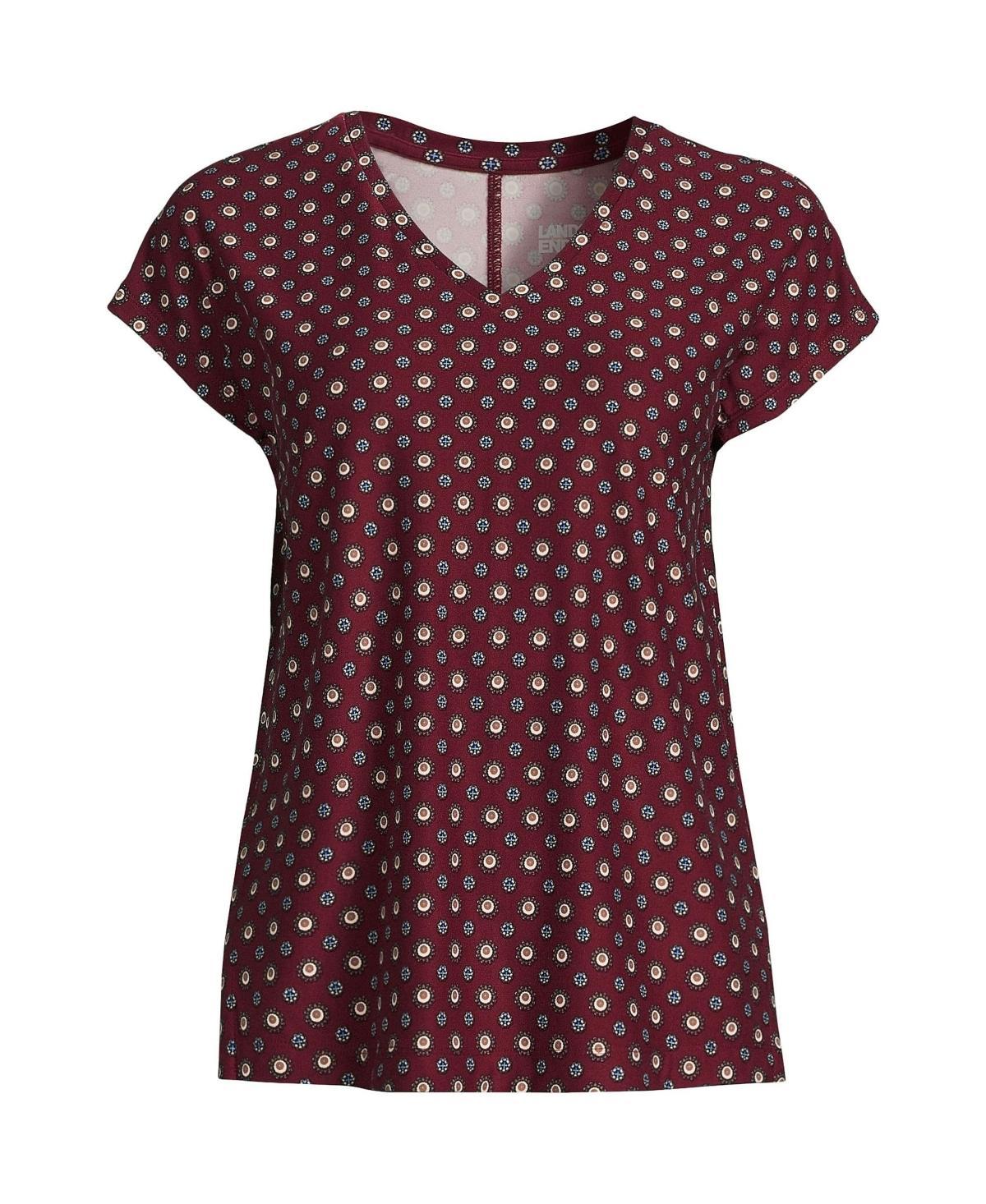 Womens Lands End Short Sleeve Performance Tee Red Geo Product Image