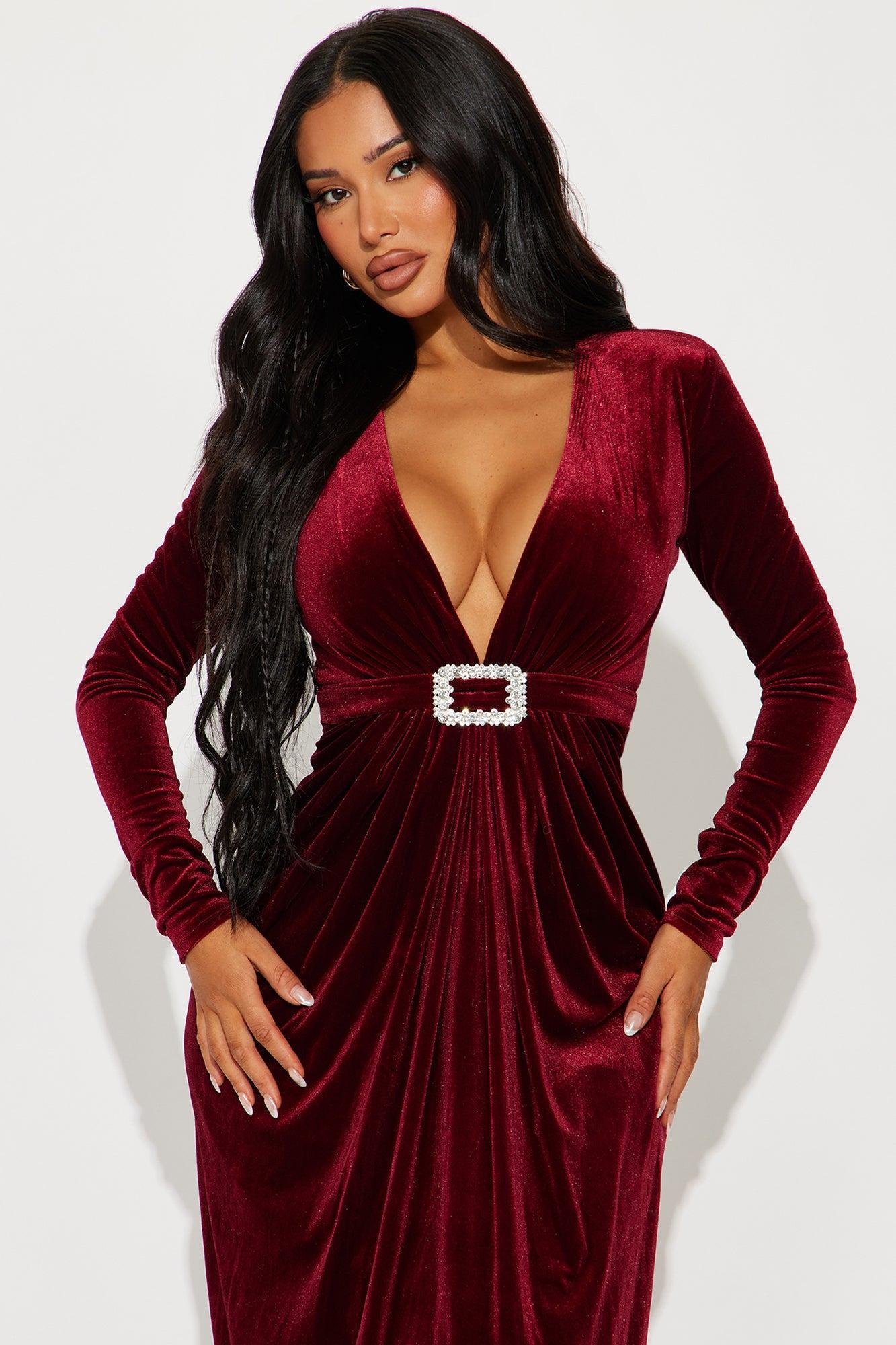 Roses Are Red Velvet Gown - Burgundy Product Image