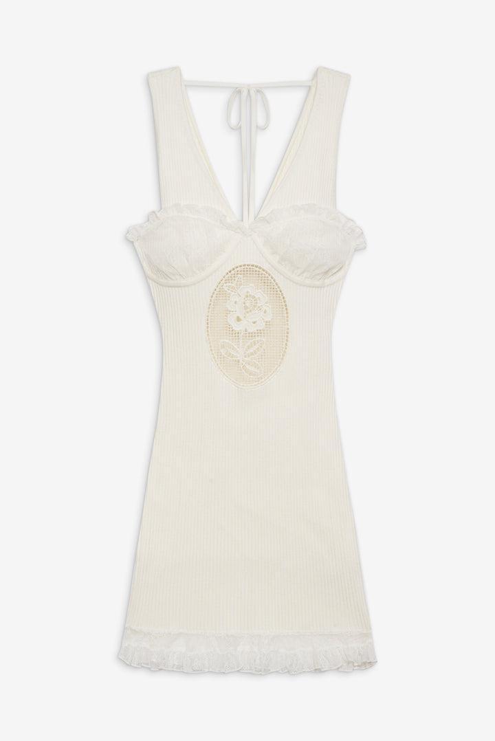 Lyon Knit Mini Dress — White Product Image