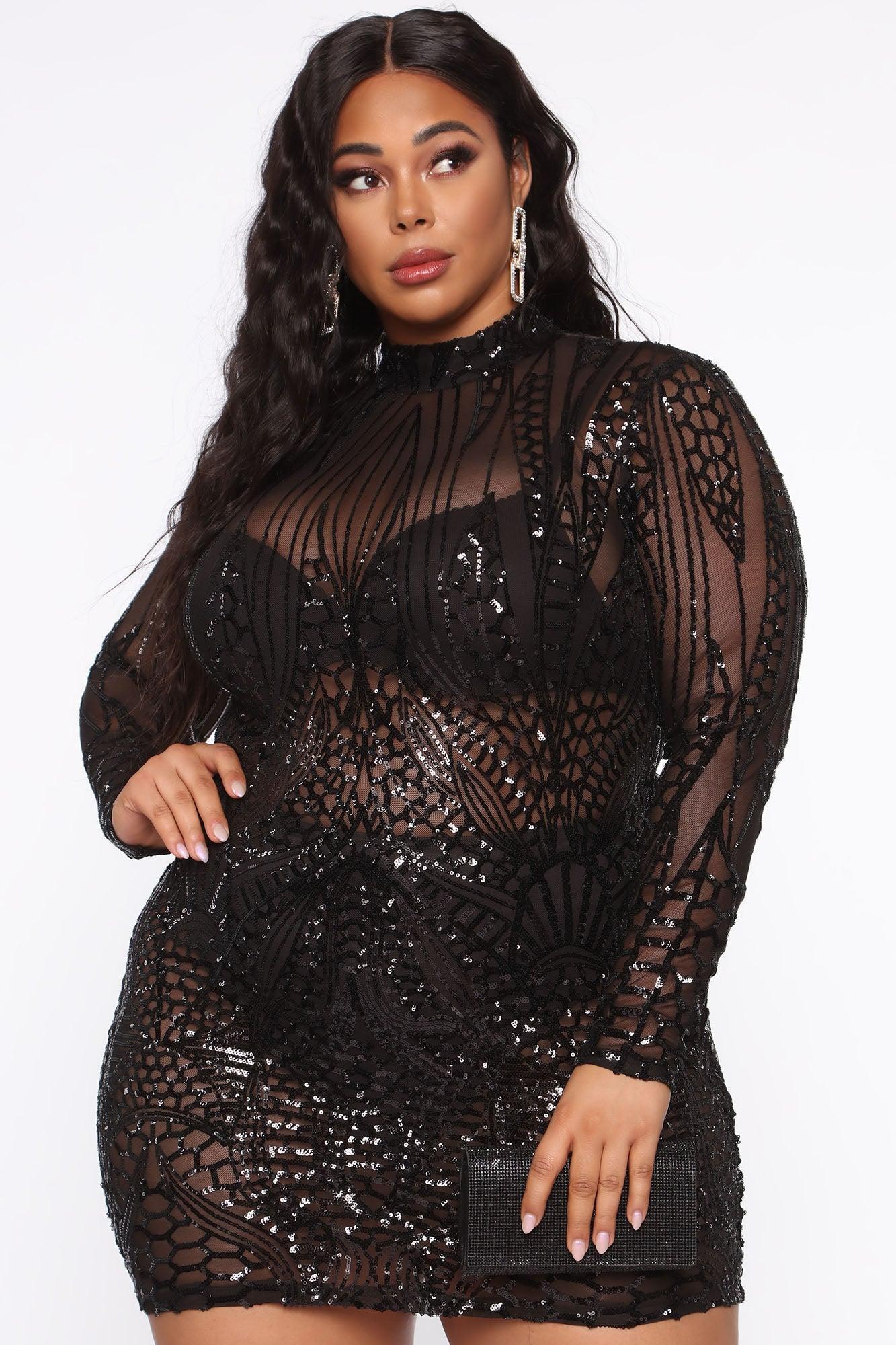 Showing What I Got Sequin Mini Dress - Black Product Image