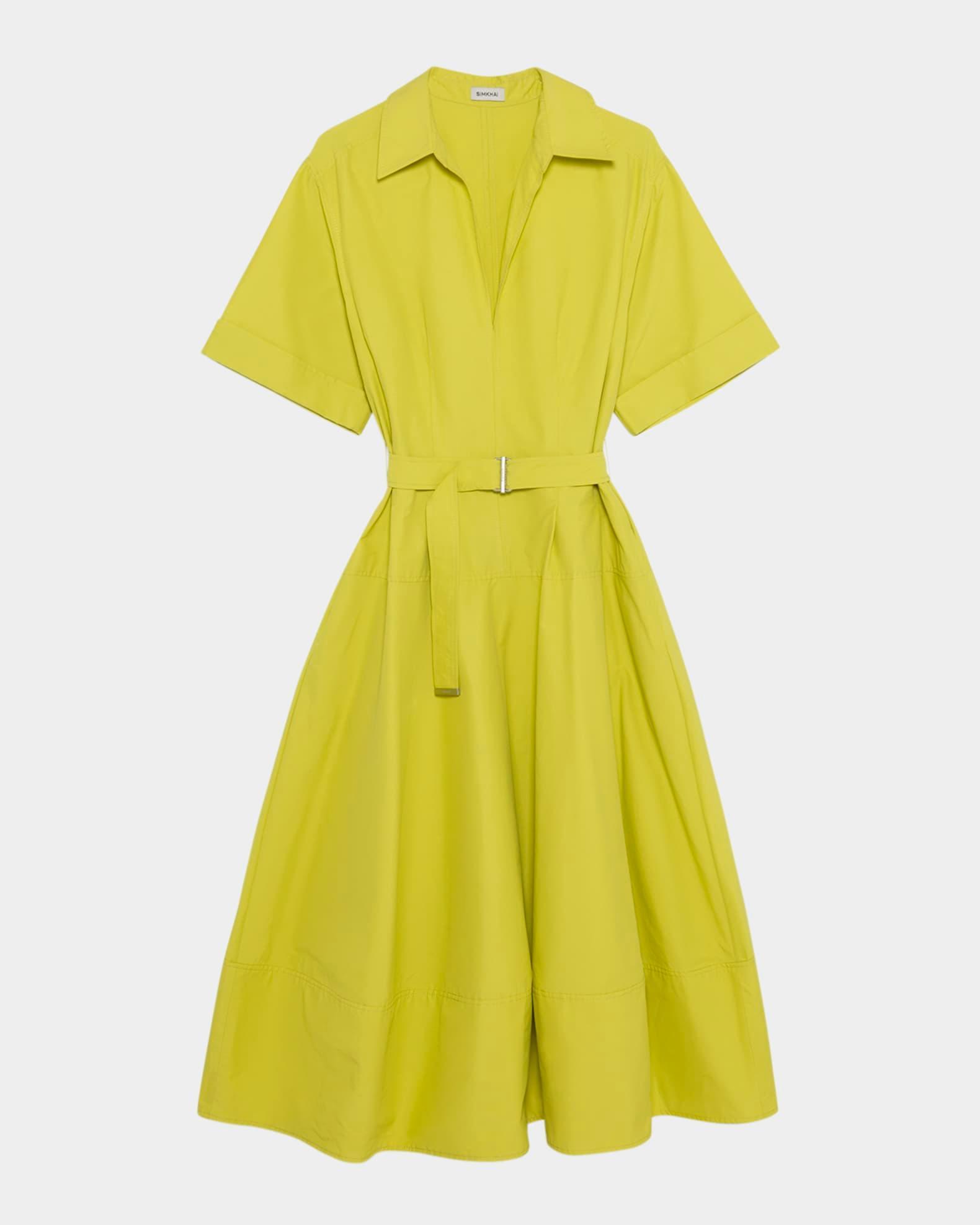 Deanna Short-Sleeve Belted Midi Dress Product Image