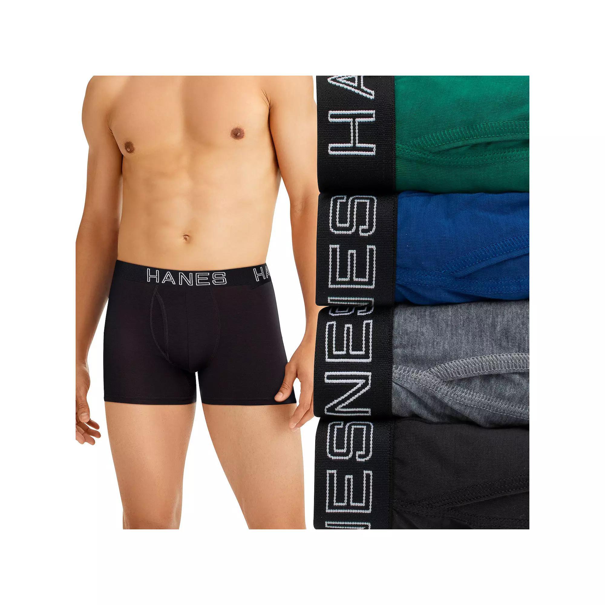 Hanes Ultimate 4-Pack Men's Comfort Flex Fit Total Support Pouch Trunks, Size: XXL, Black Grey Product Image