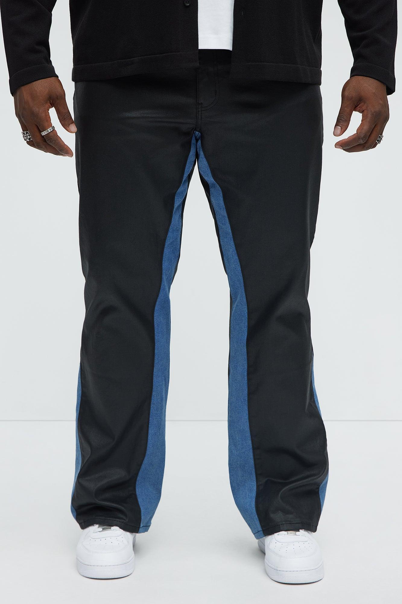 Wesley Wax Coated Panel Stacked Slim Flare Jeans - Black/combo Product Image
