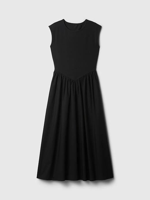 Drop-Waist Mixed Media Midi Dress Product Image
