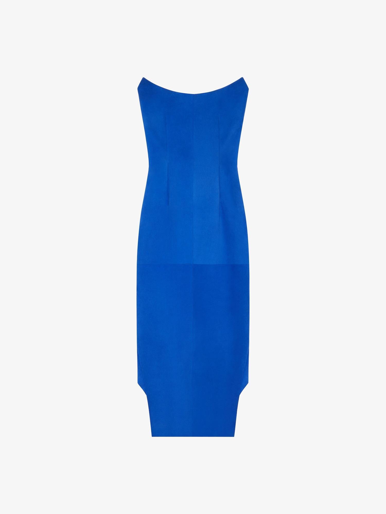 Asymmetric bustier dress in suede Product Image