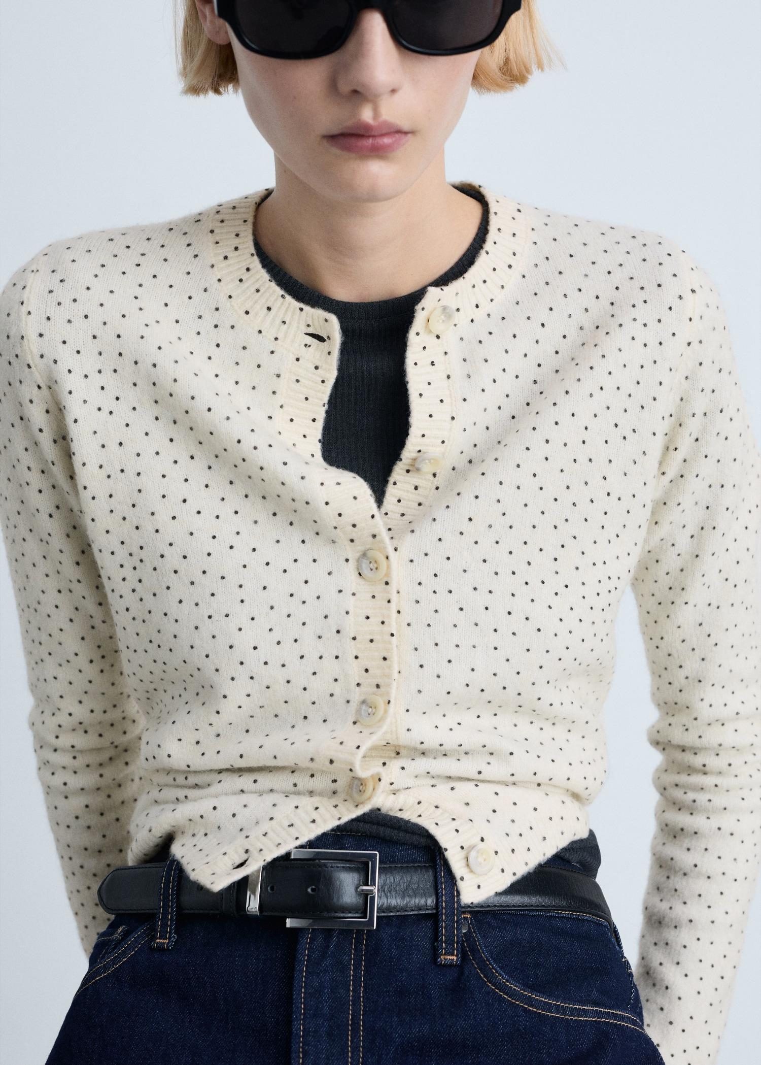 Polka-dot knitted cardigan - Women | MANGO USA Product Image