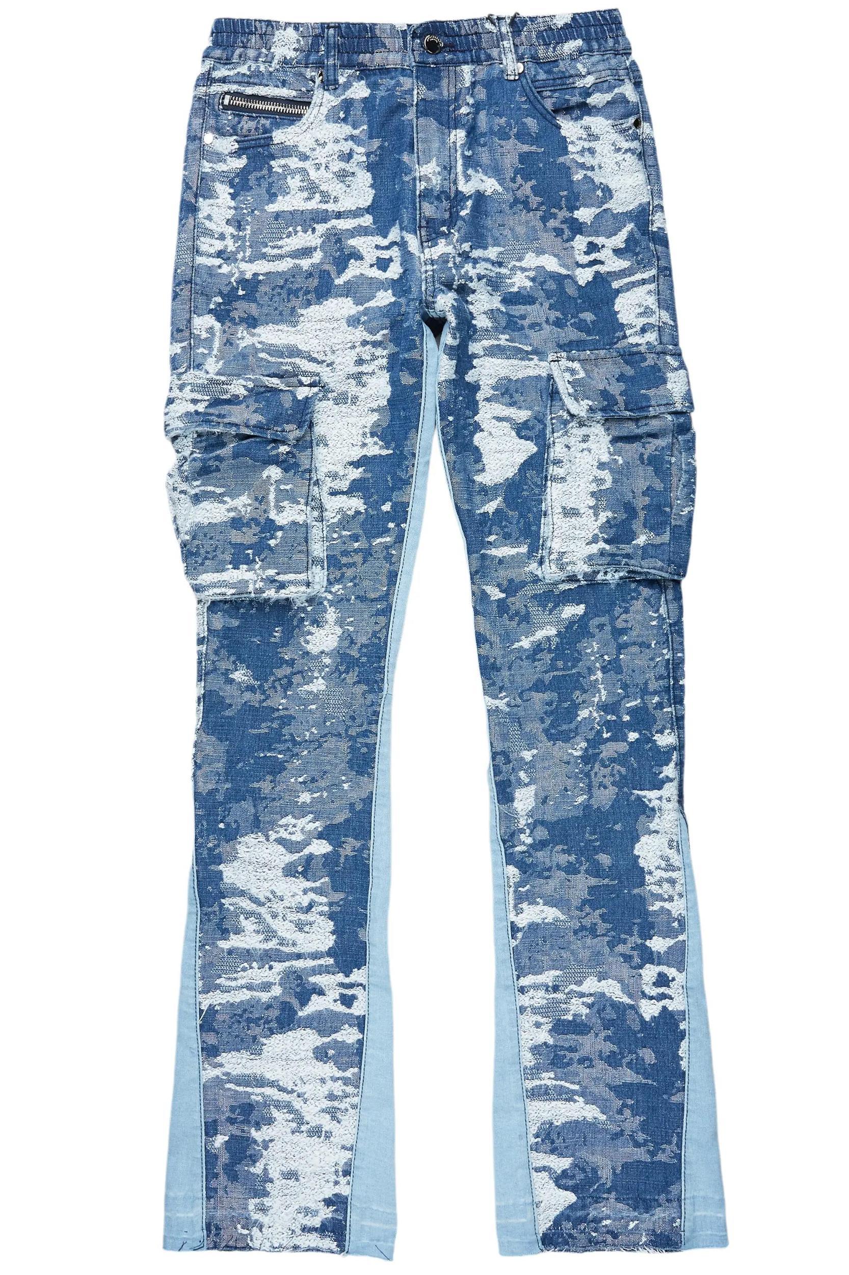 Bower Dark Blue Stacked Flare Jean Male Product Image