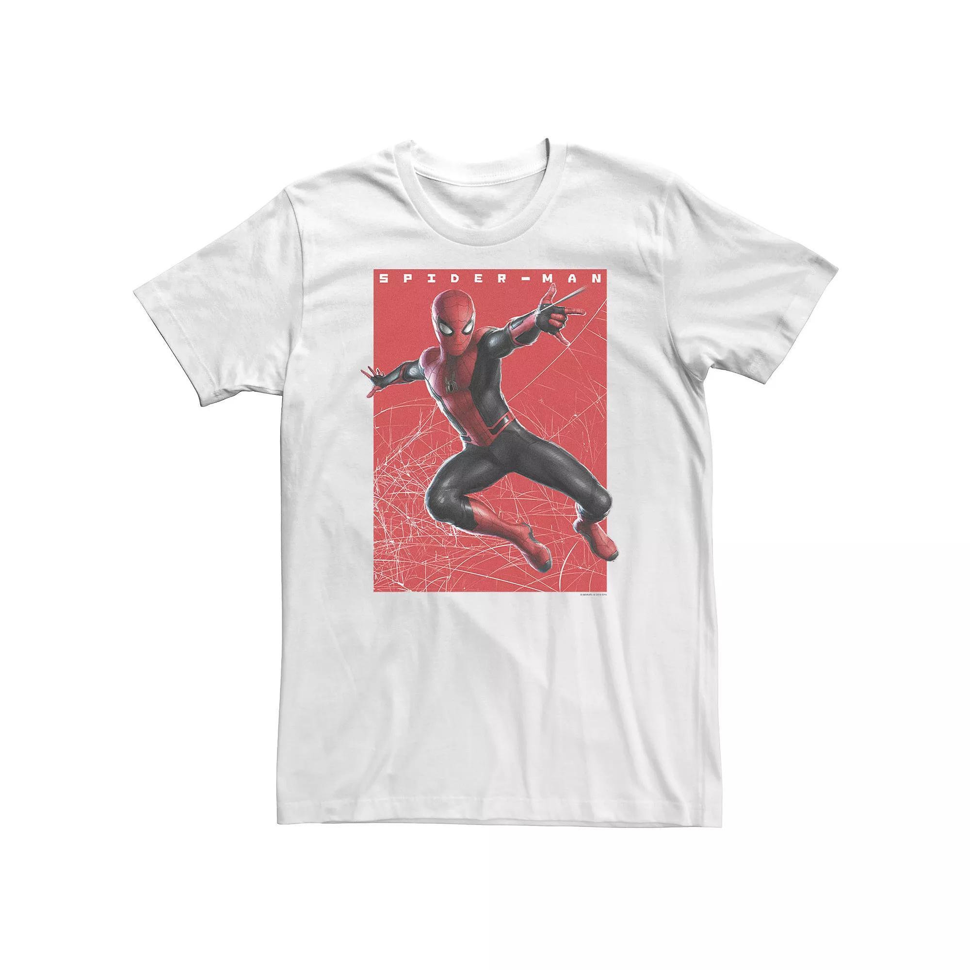 Big & Tall Marvel Spider-Man Far From Home Web Swinging Poster Tee, Men's, Size: XL Tall, White Product Image
