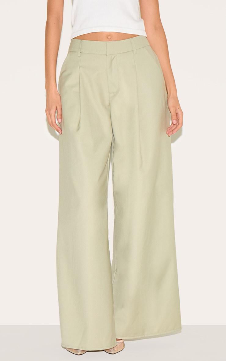 Sage Woven Double Pleat Wide Leg Pants Product Image