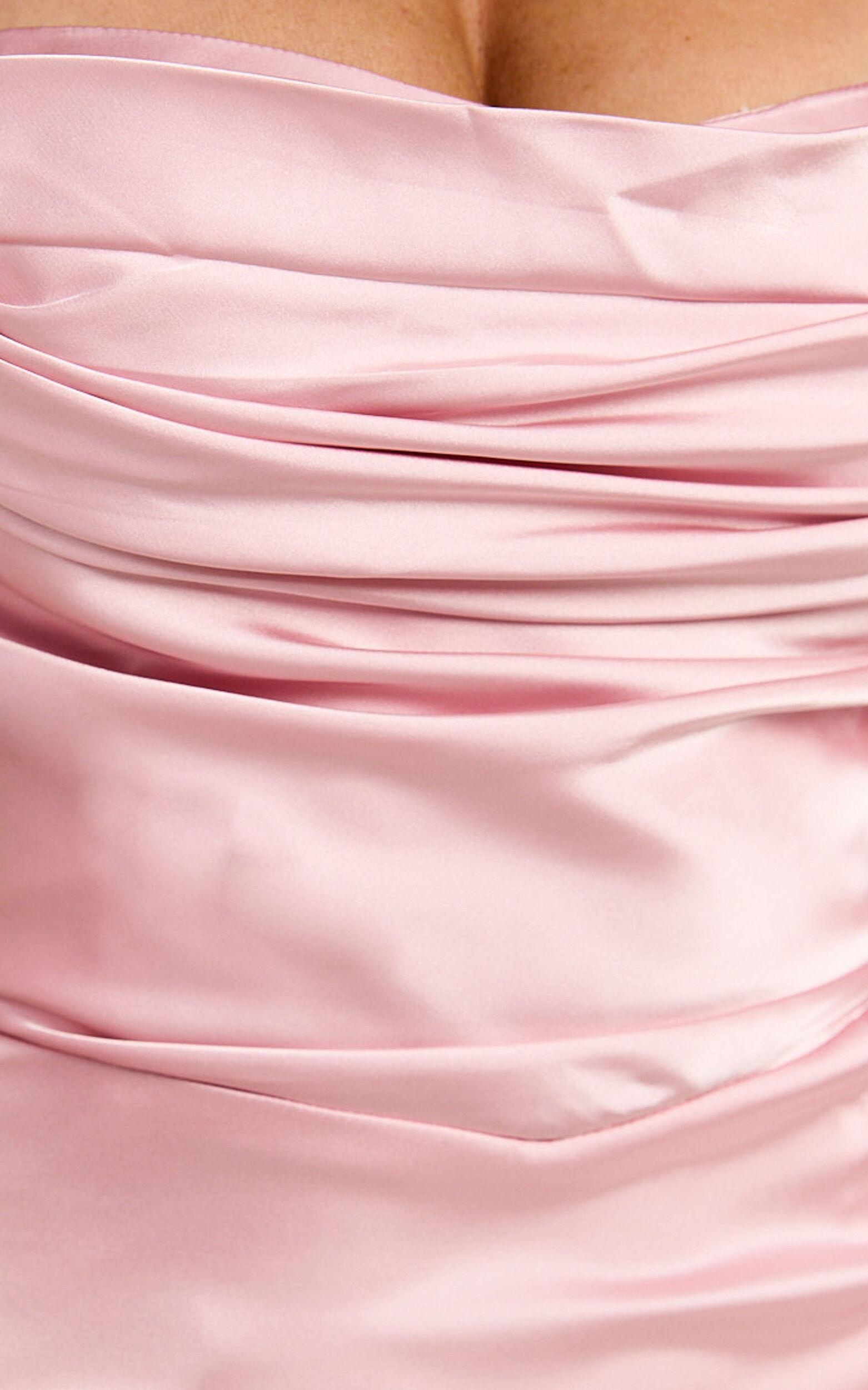 Tony Midi Dress - Frill Front Cowl Neck Dress in Pale Pink Product Image