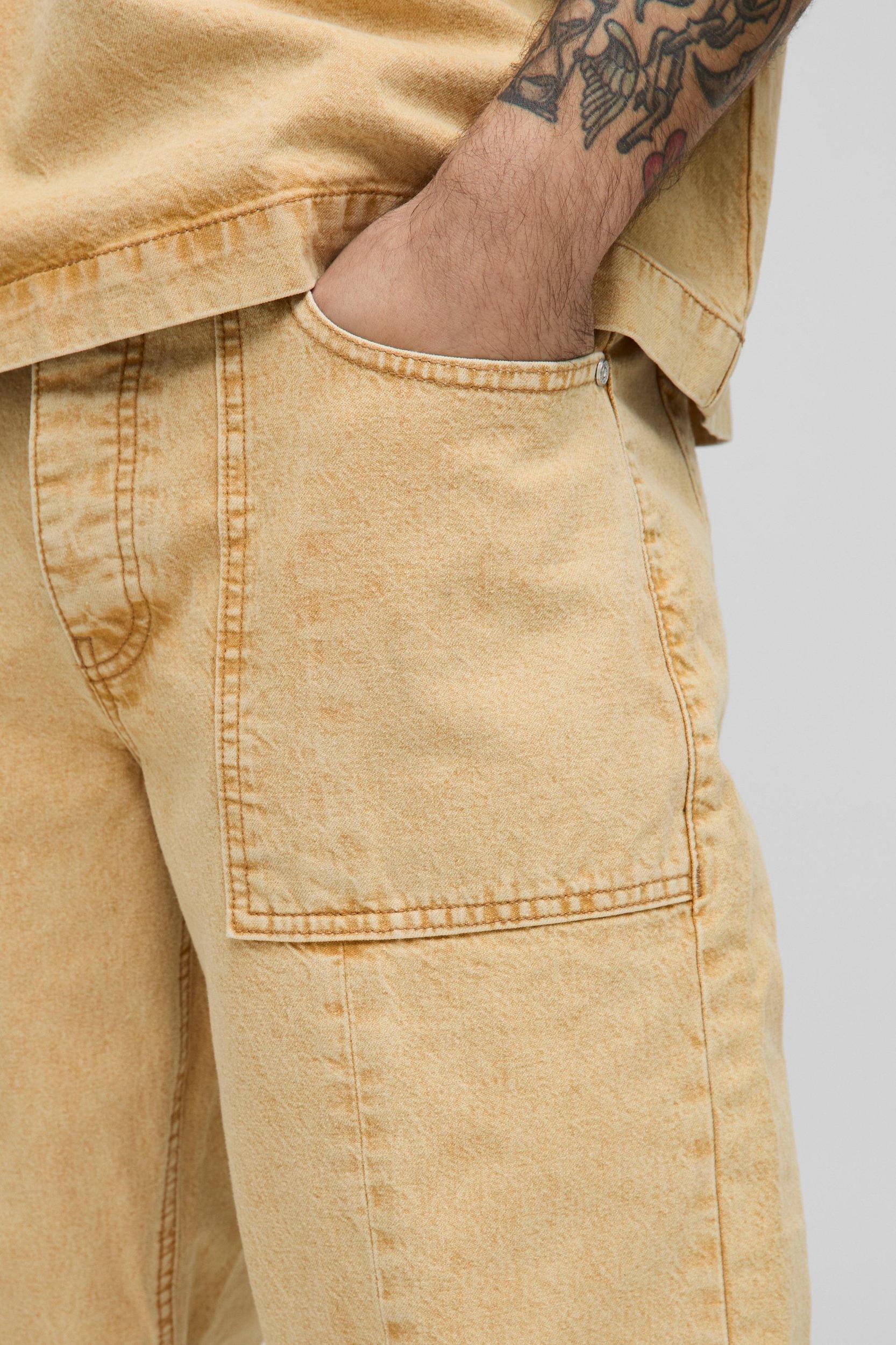 Relaxed Fit Tinted Panelled Jeans | boohooMAN USA Product Image