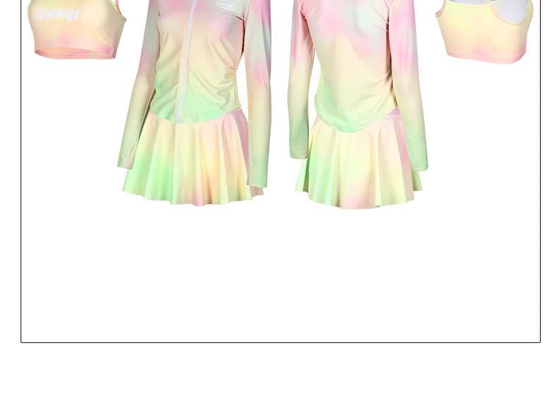 Set: Gradient Bikini Top + Swim Skirt + Jacket Product Image