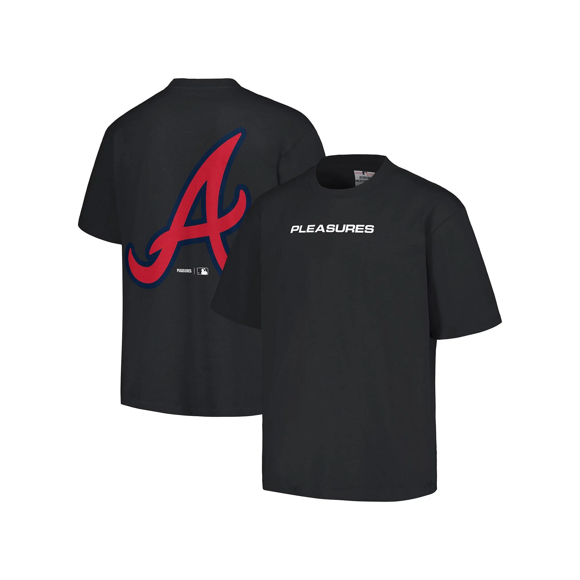 Men's PLEASURES  Black Atlanta Braves Ballpark T-Shirt, Size: Medium Product Image