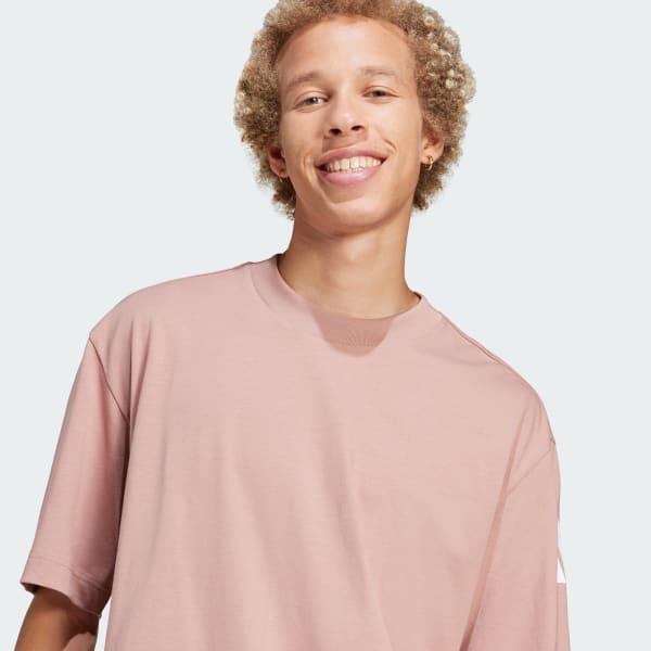 adidas Essentials Loose Fit 3 Bar Logo Tee White M Mens Product Image