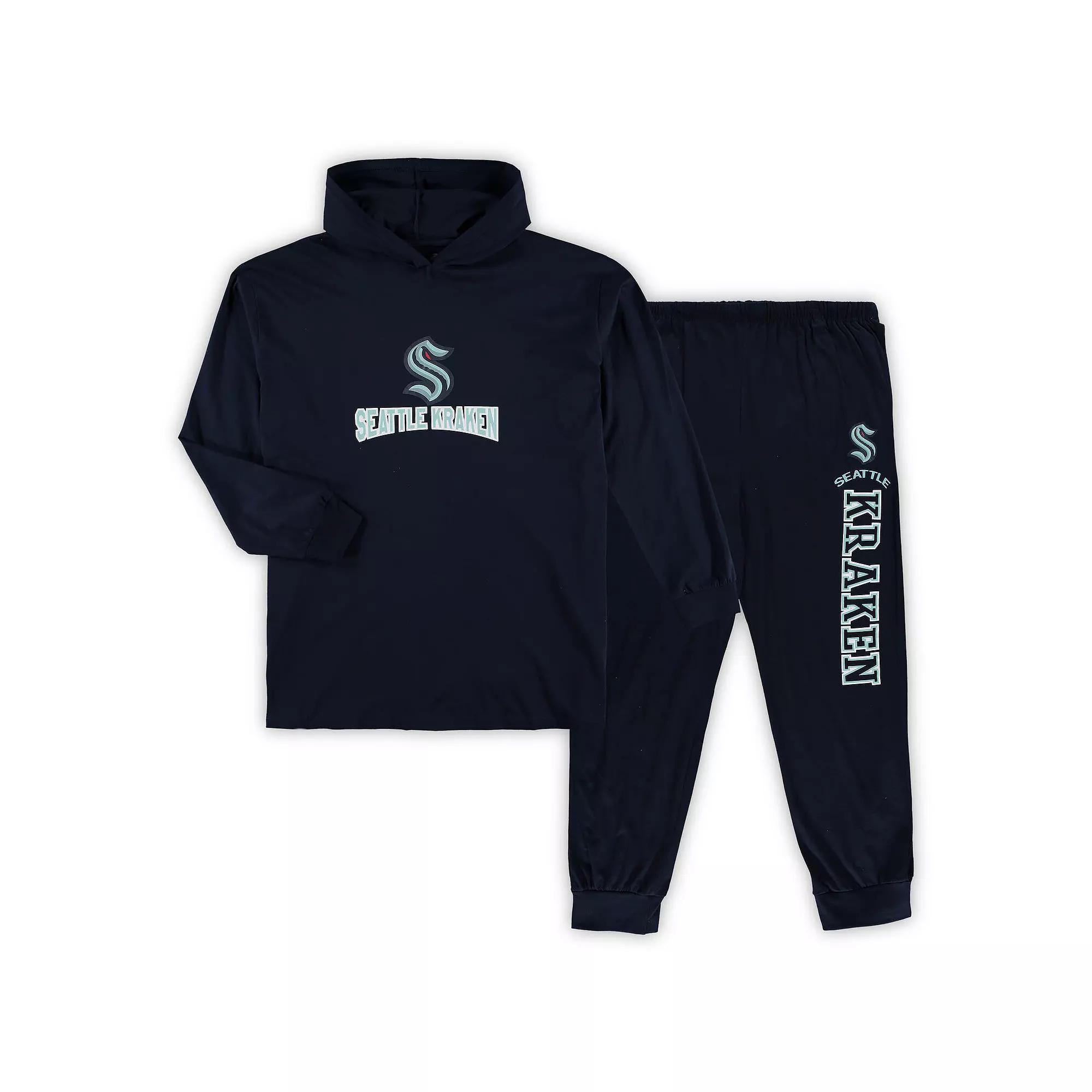 Men's Concepts Sport Deep Sea Blue Seattle Kraken Big & Tall Pullover Hoodie & Joggers Sleep Set, Size: 4XB, Krk Blue Product Image