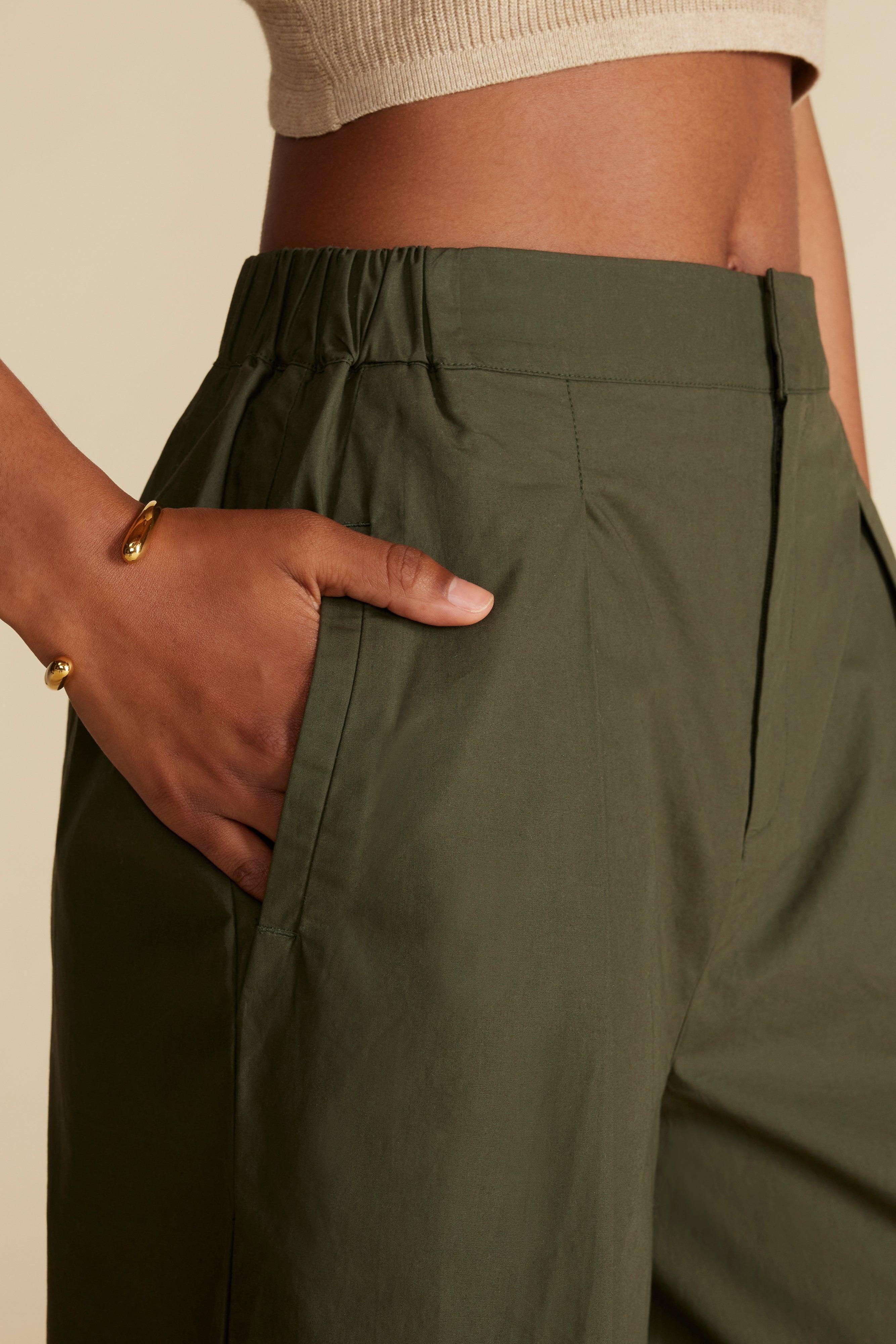 Sammy Organic Cotton Poplin Pant - Olive Green Product Image